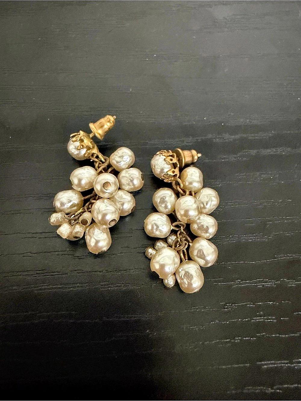 Faux Pearl Grape Cluster Earrings